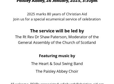 Christian Aid Anniversary Service - 26th January 2025